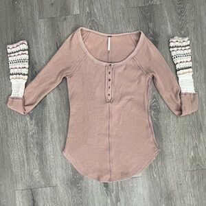 Free People Dusty Rose Long Sleeve Top
